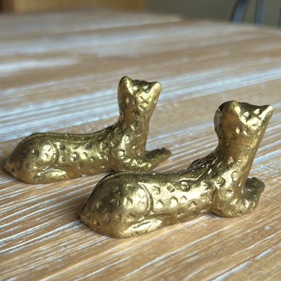 Vintage Solid Brass Leopard Place Card Holders - Picture 6 of 12